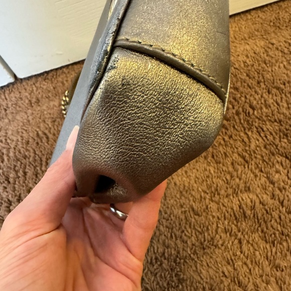 Ralph Lauren Collection Chain Strap Mini Ricky Shoulder Bag Metallic Pewter - Picture 7 of 13